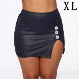 High Waist Wrapped Hip Short Skirt Nightclub PU Leather Zipper Sexy Leather Skirt fit 20MM Snaps button jewelry wholesale