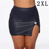 High Waist Wrapped Hip Short Skirt Nightclub PU Leather Zipper Sexy Leather Skirt fit 20MM Snaps button jewelry wholesale