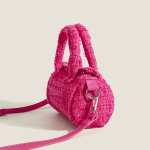 Barbie pillow bag crossbody bag cylinder handbag woolen crossbody bag