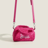Barbie pillow bag crossbody bag cylinder handbag woolen crossbody bag
