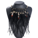 Feather alloy necklace