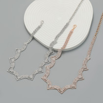 Dinner necklace full of diamonds, alloy inlaid with diamonds, rhinestone lace
