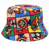 Super Mary Anime Game Mario Stitzer Printed Bucket hat Sunscreen Basin Hat for Men and Women