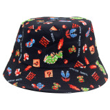 Super Mary Anime Game Mario Stitzer Printed Bucket hat Sunscreen Basin Hat for Men and Women