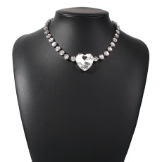 Glass Diamond Love Pendant Necklace