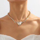 Glass Diamond Love Pendant Necklace