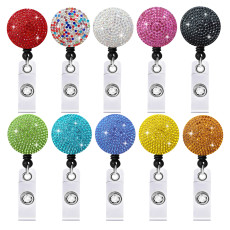 Circular colored AB water diamond flash diamond easy to pull buckle, rotatable and retractable ID card ID card buckle