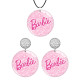 Barbie Stainless steel wood earrings necklace set