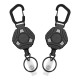 Black polygonal stainless steel spring outdoor mountaineering buckle, easy to pull buckle, steel wire rope, retractable, anti loss, anti-theft keychain