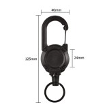Simple and classic black circular mountaineering buckle backpack buckle with retractable and easy to pull white sports keychain