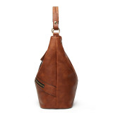 Oblique cross bucket leather shoulder bag with leather foreskin, large capacity portable shopping bag