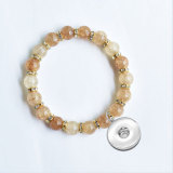 8MM round bead crack bead natural stone bracelet fit 18mm snap button jewelry