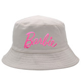 Barbie Pink Macaron Bucket hat Embroidered Basin Hat Casual Sunshade Fishing Hat