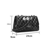 Checkered black leather chain shoulder bag fit 20MM Snaps button jewelry wholesale