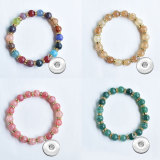 8MM round bead crack bead natural stone bracelet fit 18mm snap button jewelry