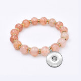 8MM round bead crack bead natural stone diamond bracelet fit 18mm snap button jewelry