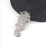 Stainless steel seahorse brooch