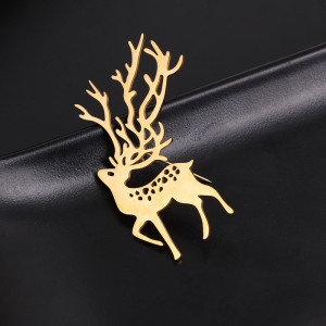 Stainless steel Christmas Sika deer brooch