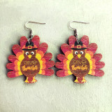Thanksgiving Turkey Rugby Football Sports Wood Earrings
