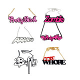 Black Letter Halloween ZOMBIE boo WITCH Witch Hip Hop Letter Necklace
