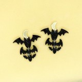 Acrylic Halloween Dark Scary Leopard Pumpkin Candy Bat Smiling Face Basket Earrings