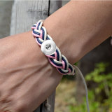 Cotton and linen colored bracelet fit 20MM  Snaps button jewelry wholesale