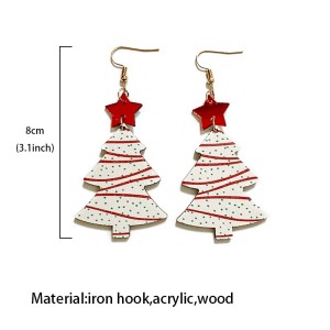 Christmas Tree Wooden Splice Earrings