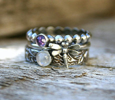 Three in One Dragonfly Animal Jewel Ring