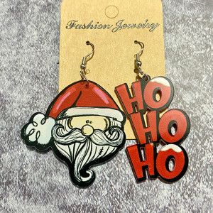 Christmas Acrylic Earrings Grinch Santa Claus Asymmetric Earrings Holiday Exaggerated Earrings