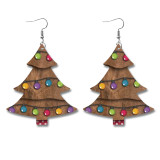 Christmas earrings with double-sided leather printing