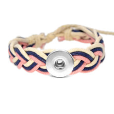 Cotton and linen colored bracelet fit 20MM  Snaps button jewelry wholesale