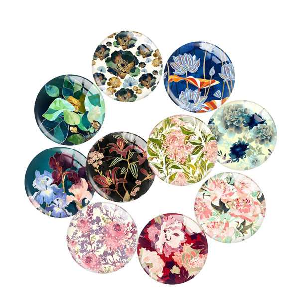 20MM flower glass snap button charms