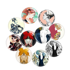 20MM Elegant lady glass snap button charms