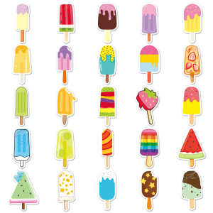 50 ice lollipop graffiti stickers, cartoon cute small fresh stickers, DIY phone case, luggage compartment stickers, waterproof stickers