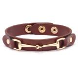 Horseshoe buckle alloy leather bracelet