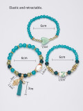 Bohemian Multi layered Bracelet Bead String Love Tassel Layered Crystal Elastic Bracelet