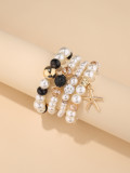 Bohemian Bead String Bracelet Pearl Elastic Metal Starfish Tree Pearl Pendant Bracelet
