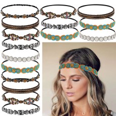 Bohemian Mizhu Hair Band Handmade Mizhu Crystal Beaded Elastic Hair Band