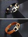 PU leather alloy geometric leather bracelet