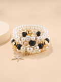 Bohemian Bead String Bracelet Pearl Elastic Metal Starfish Tree Pearl Pendant Bracelet