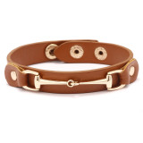 Horseshoe buckle alloy leather bracelet