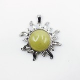 Natural Turquoise crystal agate sun alloy pendant