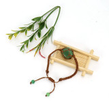 Hand woven brown jade thread crystal amethyst stone mesh pocket bracelet