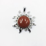 Natural Turquoise crystal agate sun alloy pendant