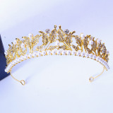 Pearl Alloy Crystal Crown Wedding Ball Party Bridal Crown