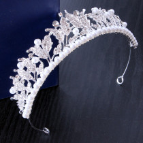 Pearl Alloy Crystal Crown Wedding Ball Party Bridal Crown