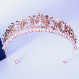 Pearl Alloy Crystal Crown Wedding Ball Party Bridal Crown