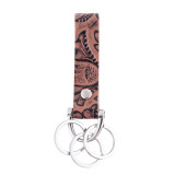 Leather patterned keychain with alloy character farm sign natural turquoise