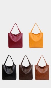 Oil wax leather handbag, commuting women's bag, shoulder bag