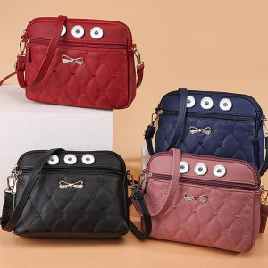 Crossbody Shoulder Bag with Heart Embroidery Large Capacity Crossbody Bag fit 20MM Snaps button jewelry wholesale